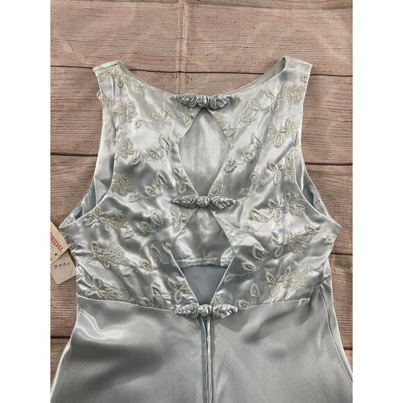 NWT Michaelangelo David's Bridal Ice Blue Satin Sleeveless Dress - 12 - Picture 13 of 14
